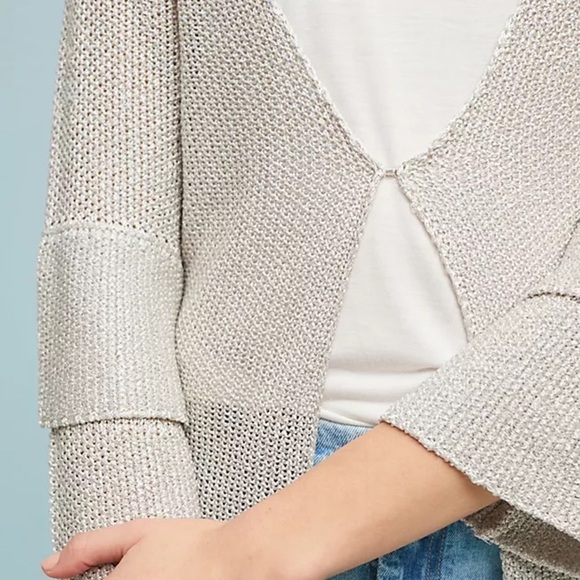 Anthropologie Muche et Muchette Marbella Kimono Silver Shimmer One Size - Picture 2 of 8